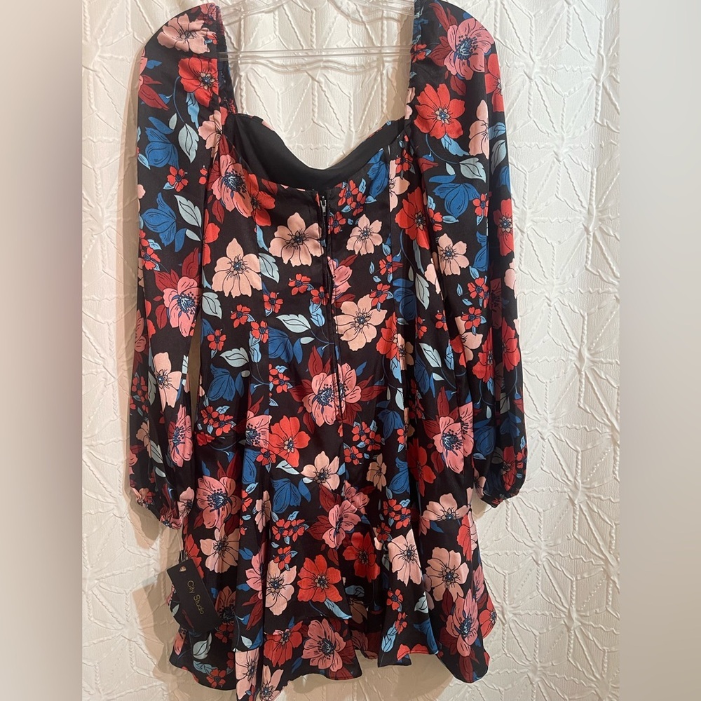 City Studio Black Floral Long Sleeve Dress - Picture 11 of 15
